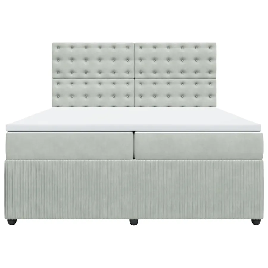 Sommier à lattes de lit et matelas Gris clair 200x200cm Velours - 4