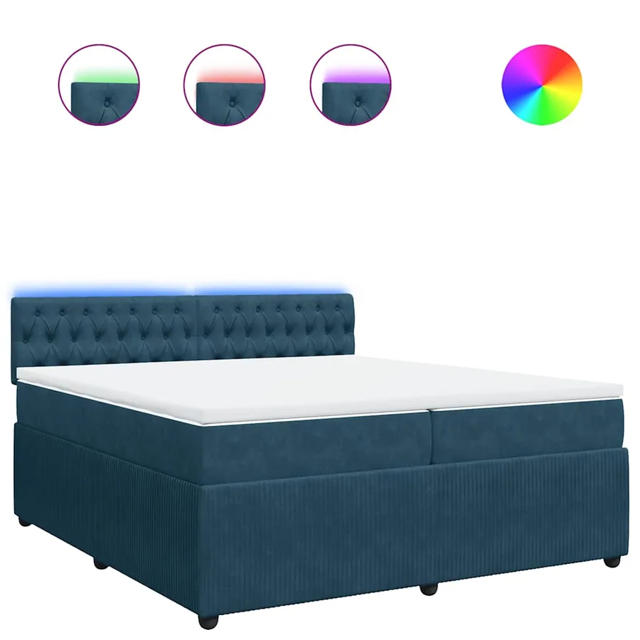 Sommier à lattes de lit et matelas Bleu 200x200 cm velours - 2