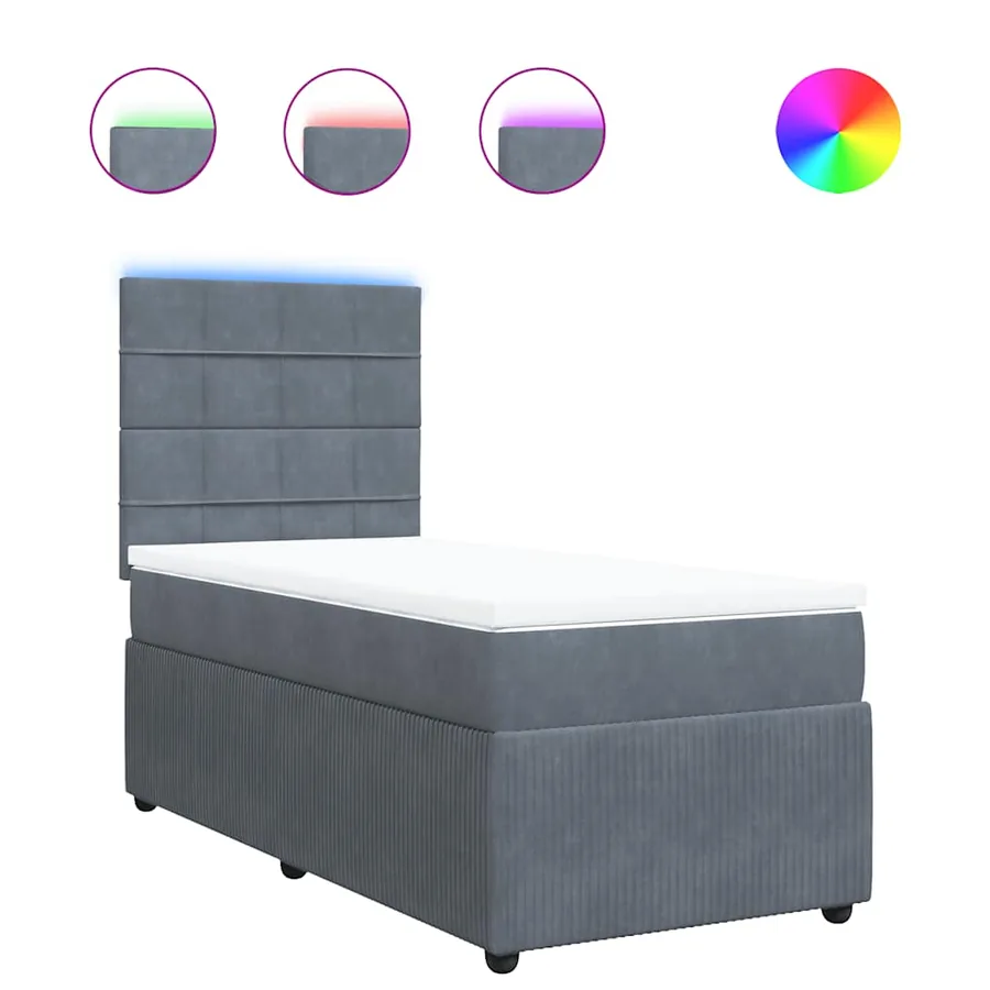 Sommier à lattes de lit et matelas Gris foncé 90x200 cm Velours - 2