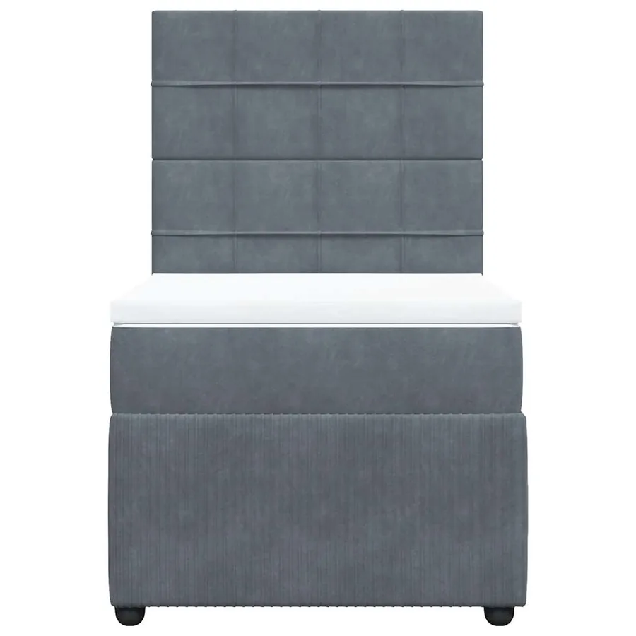 Sommier à lattes de lit et matelas Gris foncé 90x200 cm Velours - 6