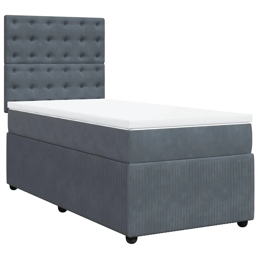 Sommier à lattes de lit et matelas Gris foncé 90x200 cm Velours - 3
