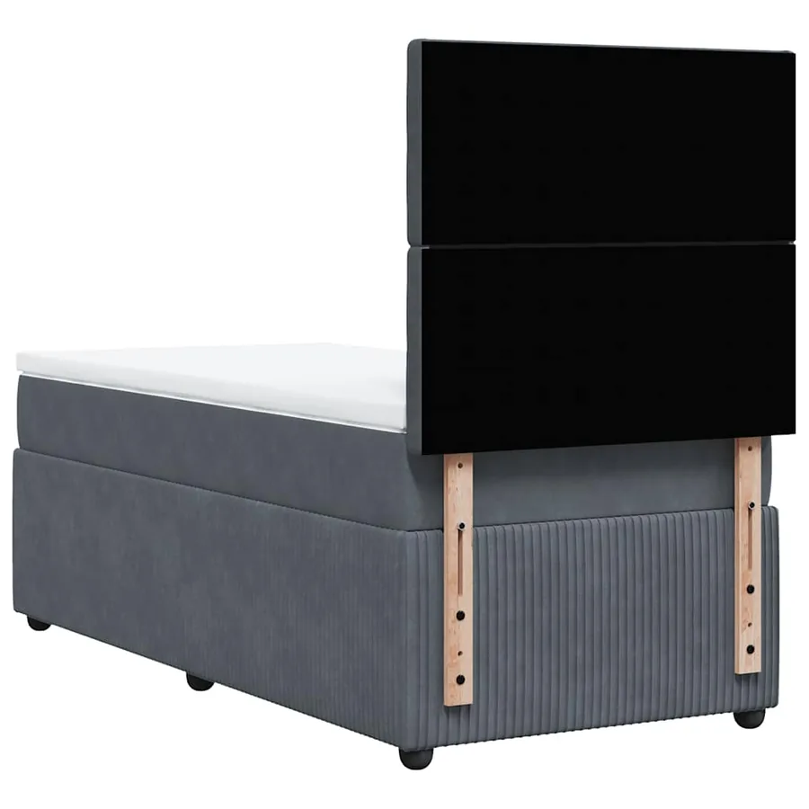 Sommier à lattes de lit et matelas Gris foncé 90x200 cm Velours - 8