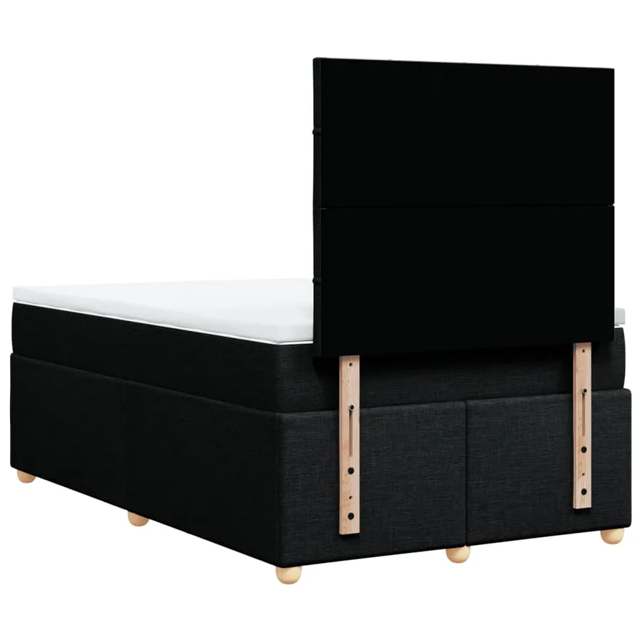 Sommier à lattes de lit avec matelas noir 120x190 cm tissu - 6