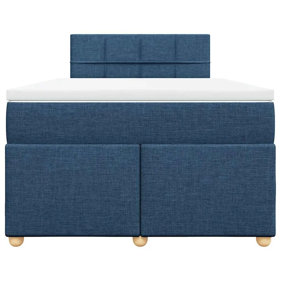 Sommier à lattes de lit avec matelas bleu 120x190 cm tissu - 4
