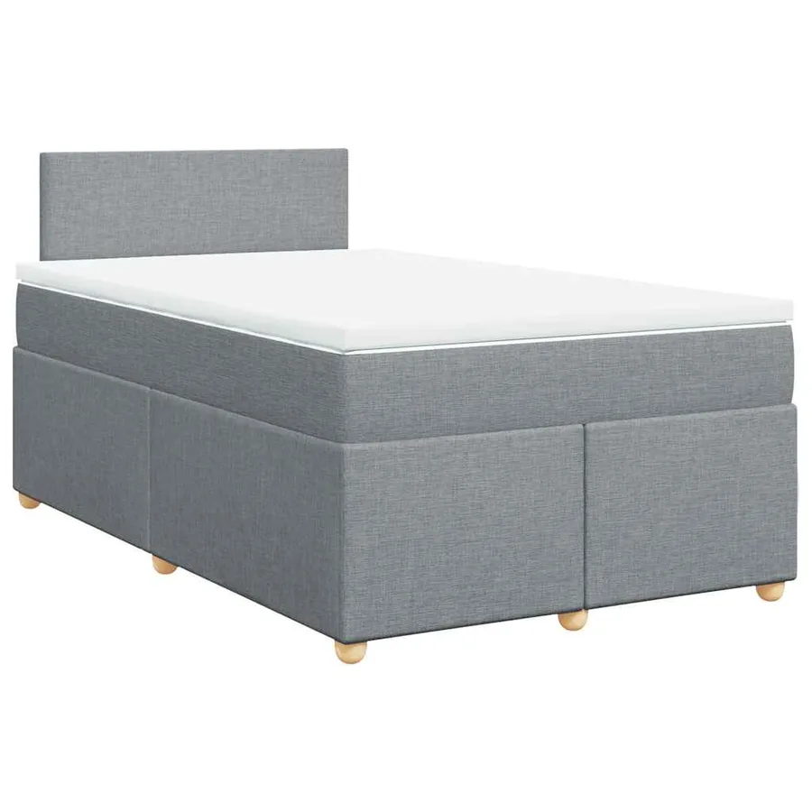 Sommier à lattes de lit et matelas gris clair 120x190 cm tissu - 2