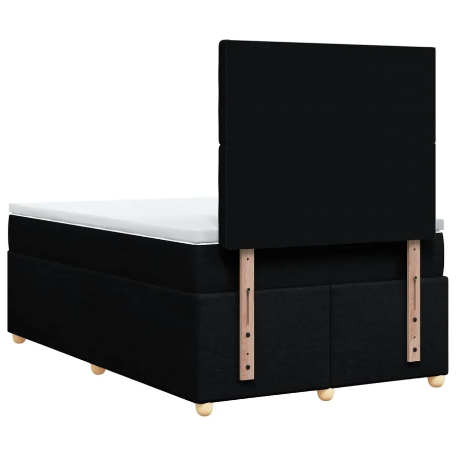 Sommier à lattes de lit avec matelas noir 120x190 cm tissu - 6