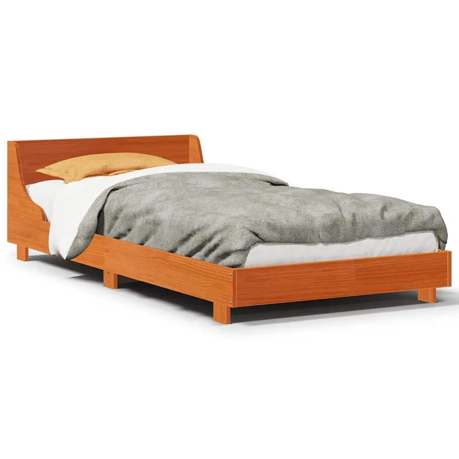 Cadre de lit sans matelas cire marron 90x190 cm bois pin massif - 2