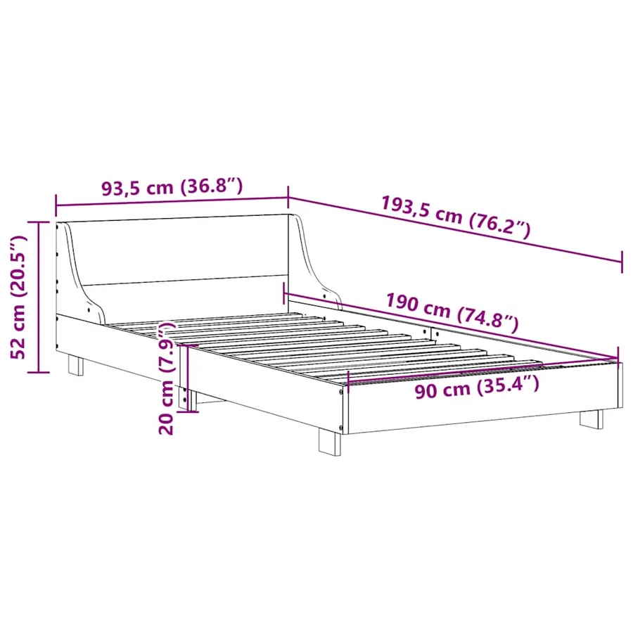 Cadre de lit sans matelas cire marron 90x190 cm bois pin massif - 9
