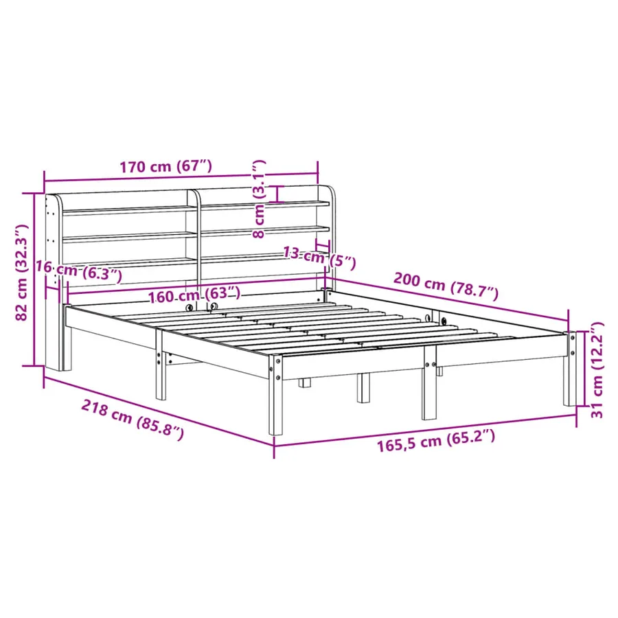 Cadre de lit et tête de lit sans matelas cire marron 160x200 cm - 12