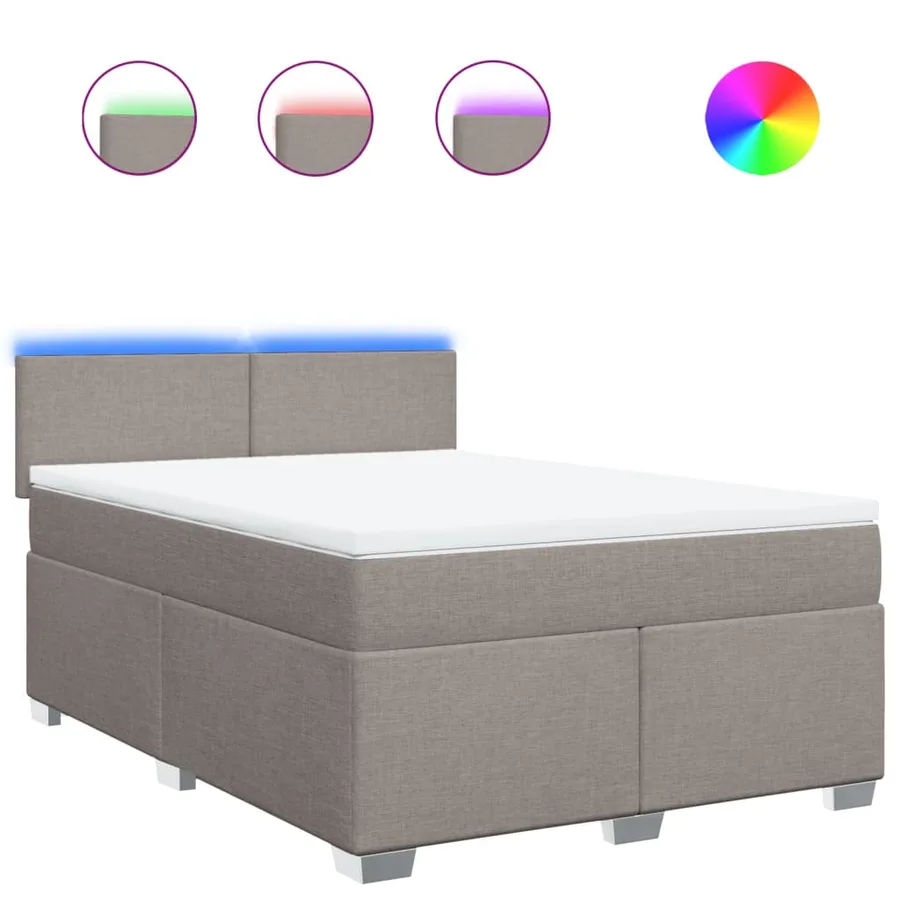 Sommier à lattes de lit avec matelas Taupe 140x200 cm Tissu - 2