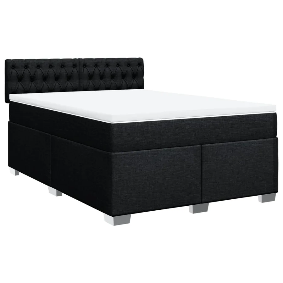 Sommier à lattes de lit avec matelas Noir 140x200 cm Tissu - 3