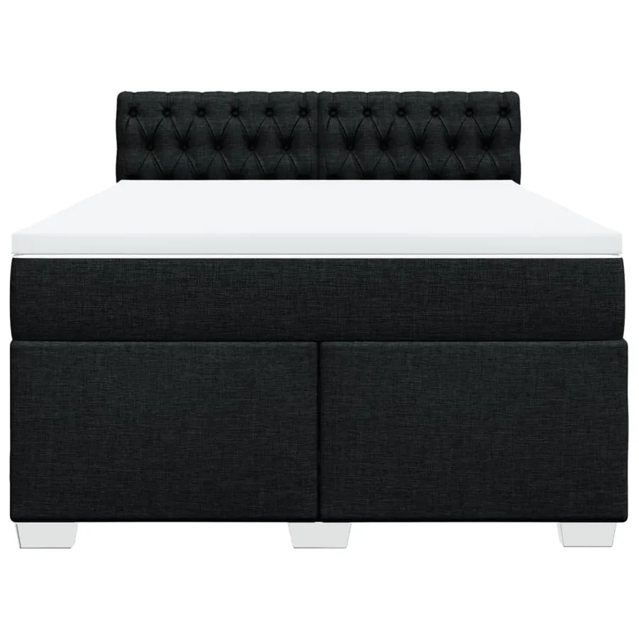 Sommier à lattes de lit avec matelas Noir 140x200 cm Tissu - 6