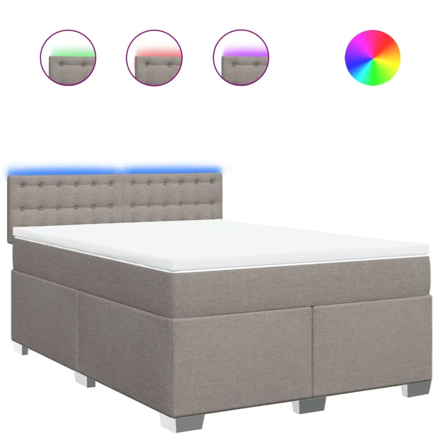 Sommier à lattes de lit avec matelas Taupe 140x200 cm Tissu - 2