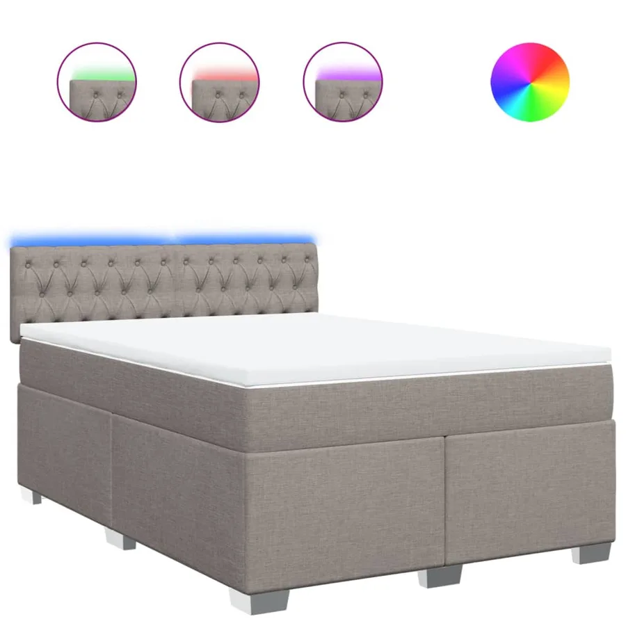 Sommier à lattes de lit avec matelas Taupe 140x200 cm Tissu - 2