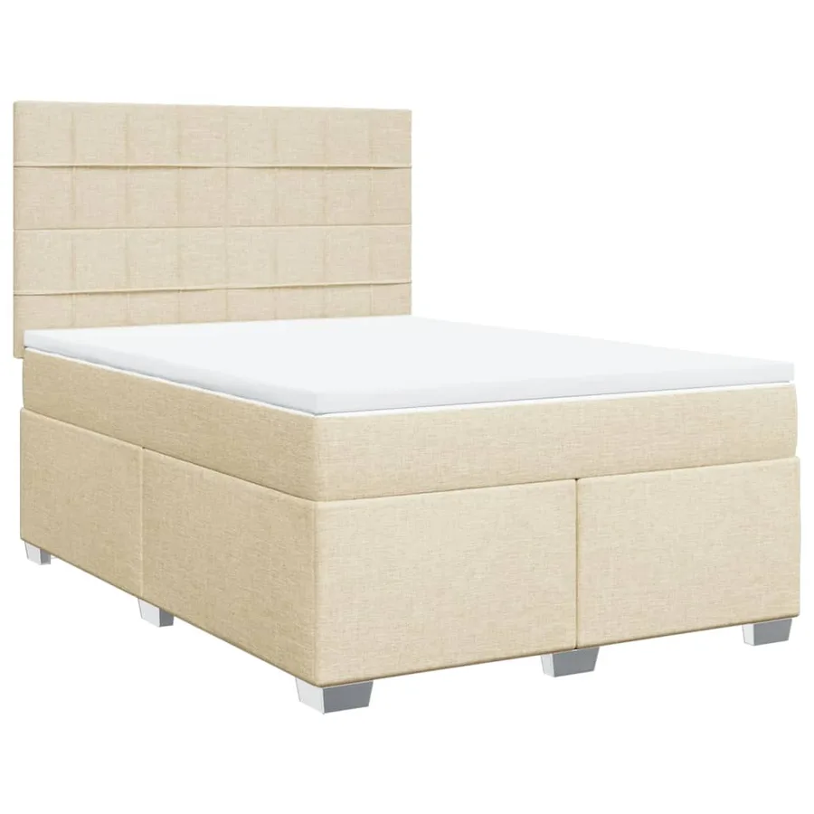Sommier à lattes de lit avec matelas Crème 140x200 cm Tissu - 2
