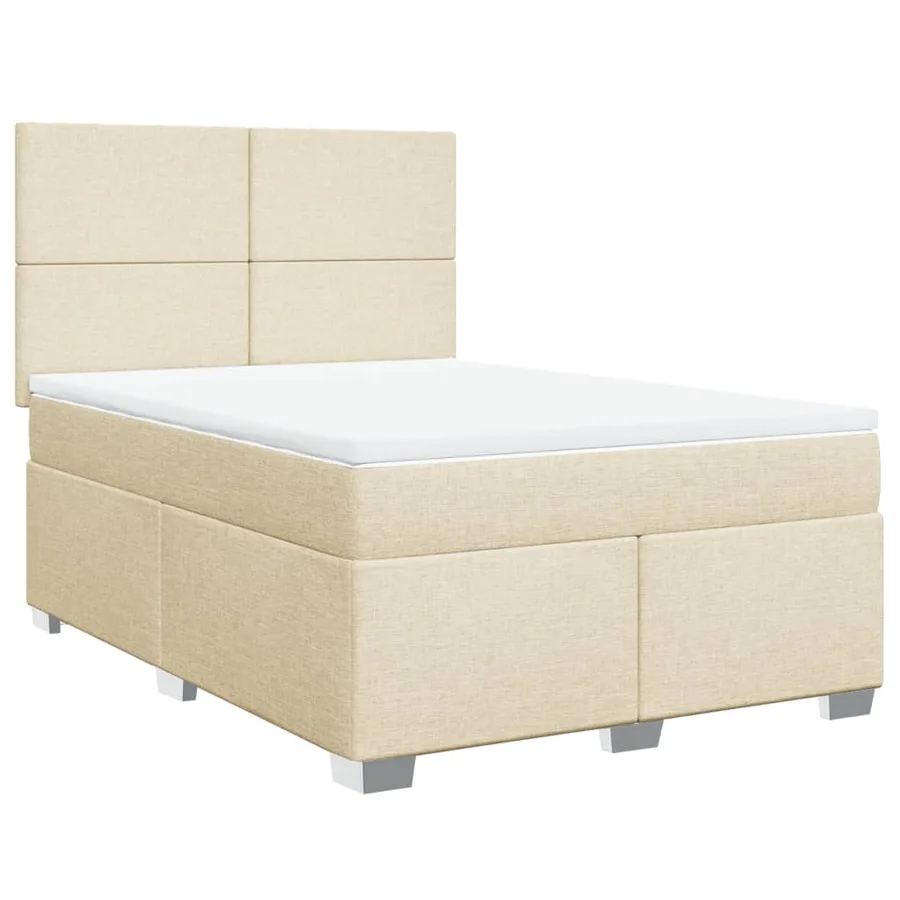 Sommier à lattes de lit avec matelas Crème 140x200 cm Tissu - 3