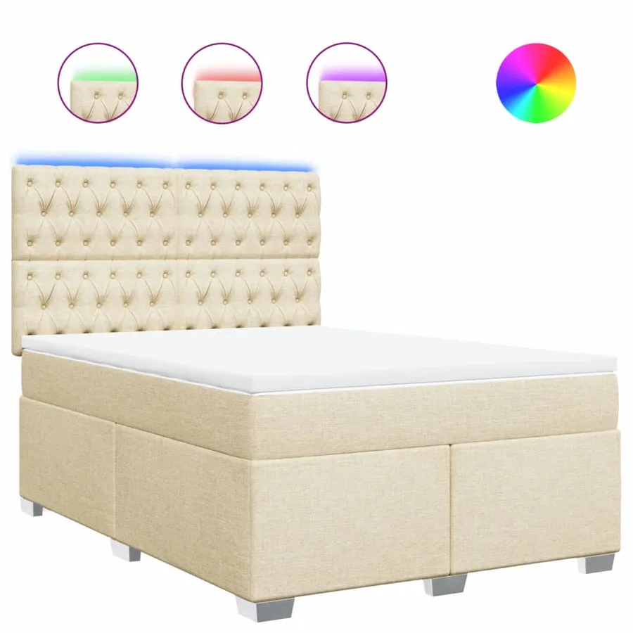 Sommier à lattes de lit avec matelas Crème 140x200 cm Tissu - 2