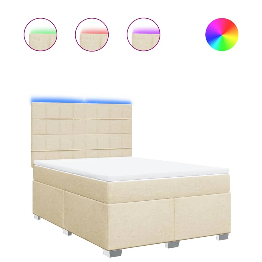 Sommier à lattes de lit avec matelas Crème 140x200 cm Tissu - 2
