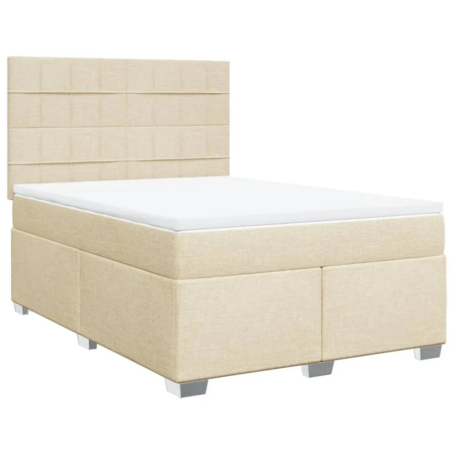 Sommier à lattes de lit avec matelas Crème 140x200 cm Tissu - 3