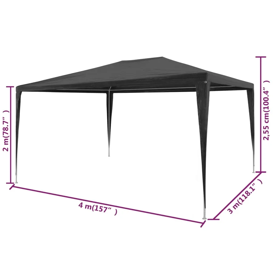 Party tent 3x4 m PE Anthracite - 6