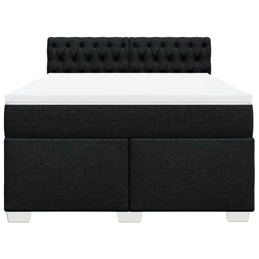 Sommier à lattes de lit avec matelas Noir 140x200 cm Tissu - 4