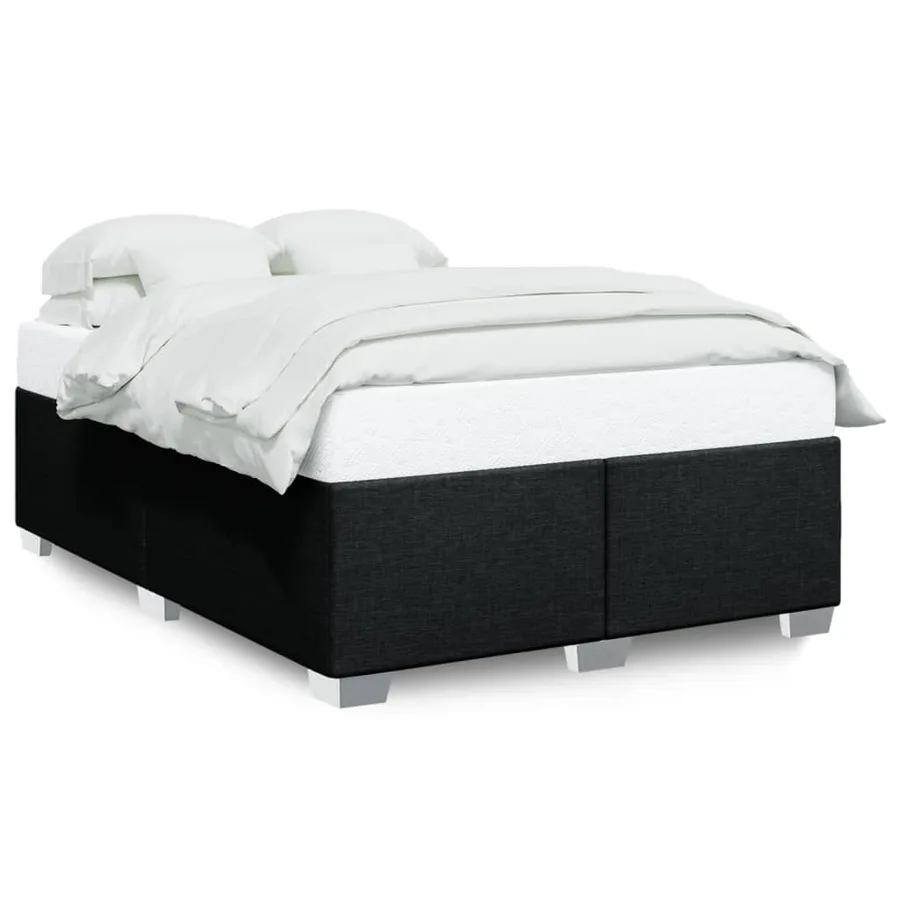 Cadre de lit sans matelas noir 140x200 cm tissu - 2
