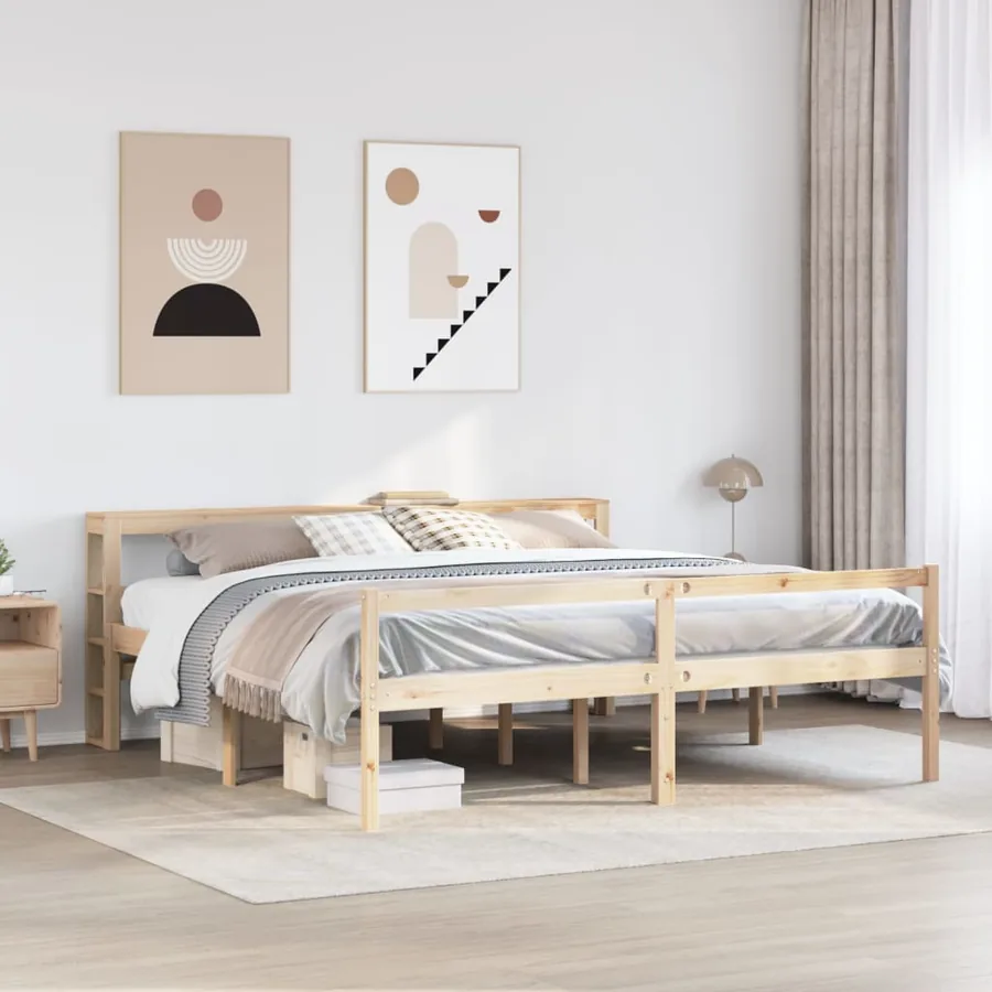 Lit pour personne âgée et tête de lit 200x200cm bois pin massif