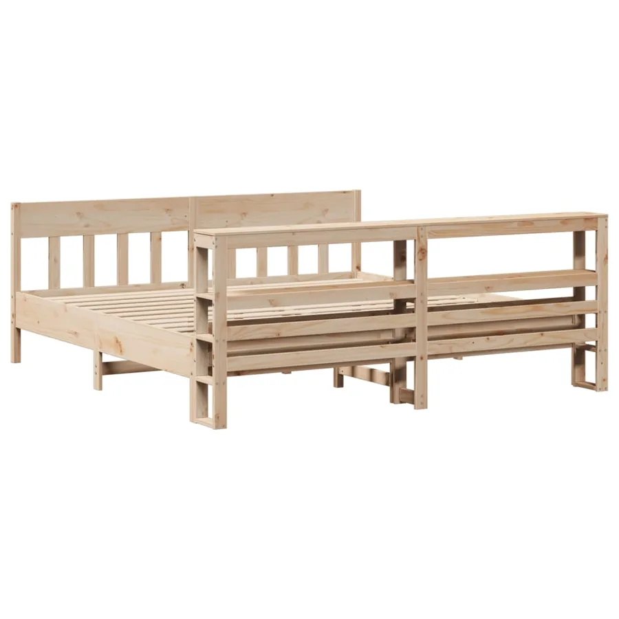Cadre de lit sans matelas 200x200 cm bois massif de pin - 6
