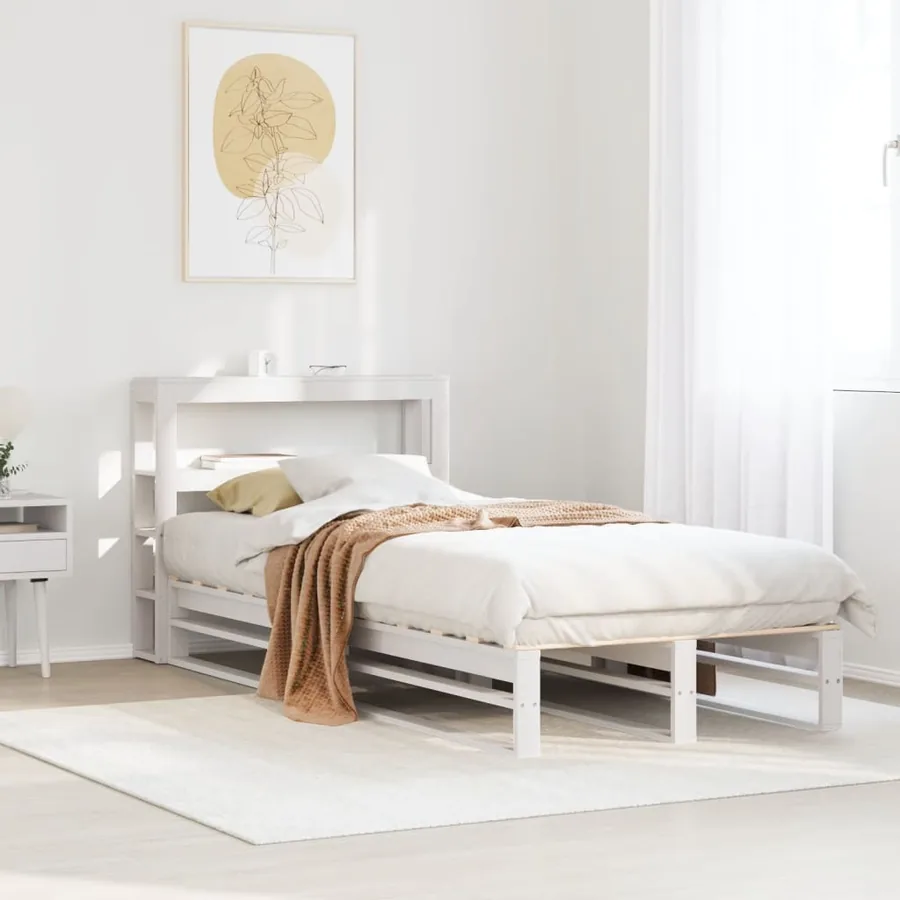 Cadre de lit sans matelas blanc 90x190 cm bois de pin massif
