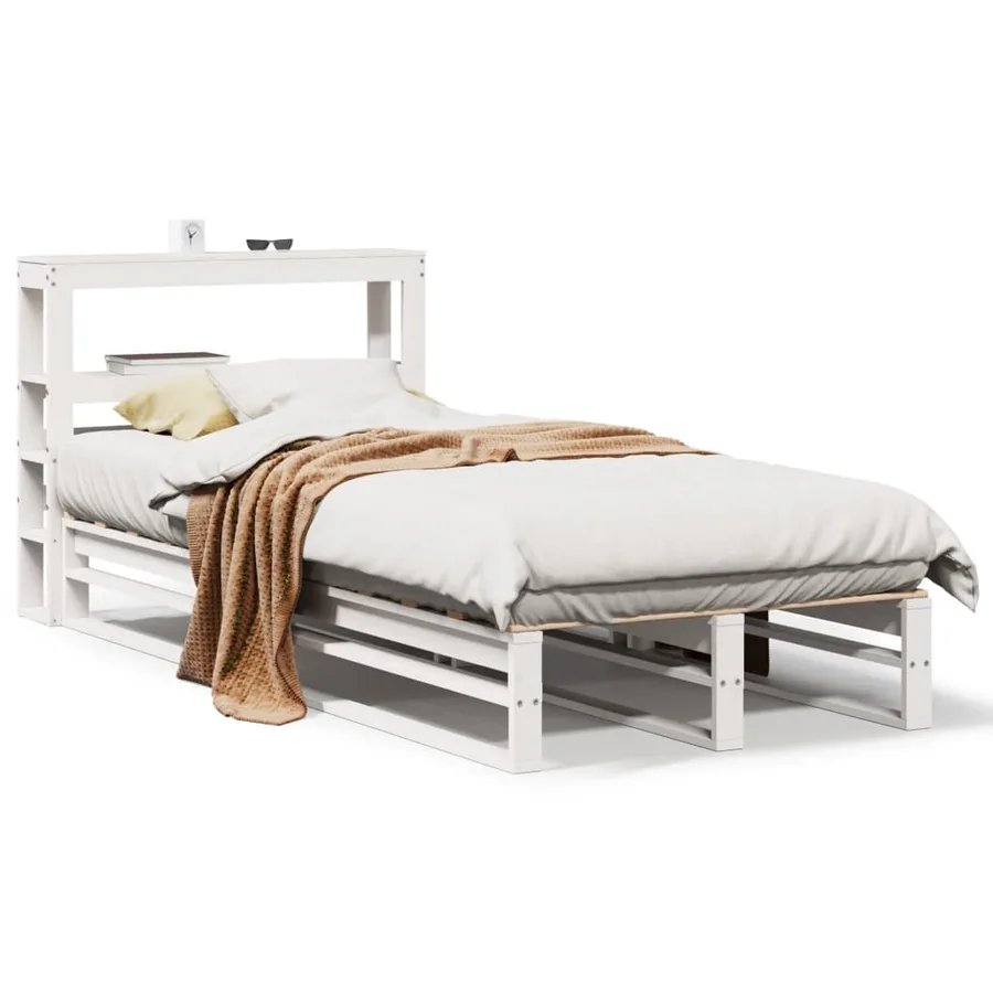Cadre de lit sans matelas blanc 90x190 cm bois de pin massif - 2