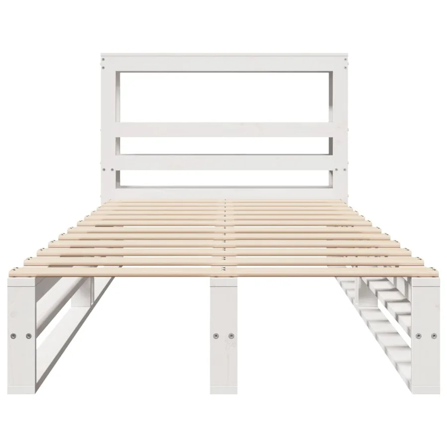 Cadre de lit sans matelas blanc 90x190 cm bois de pin massif - 4