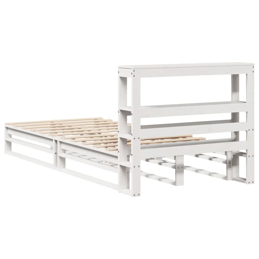 Cadre de lit sans matelas blanc 90x190 cm bois de pin massif - 8