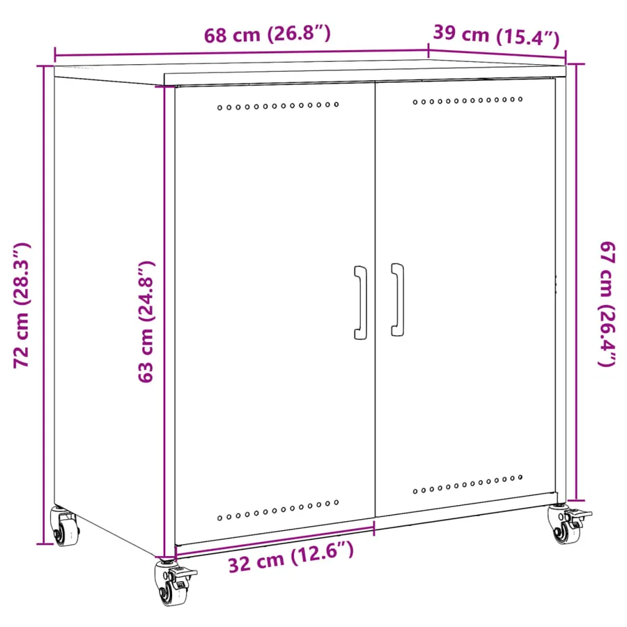 Buffet blanc 68x39x72 cm acier - 13