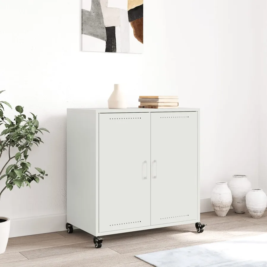 Buffet blanc 68x39x72 cm acier - 3