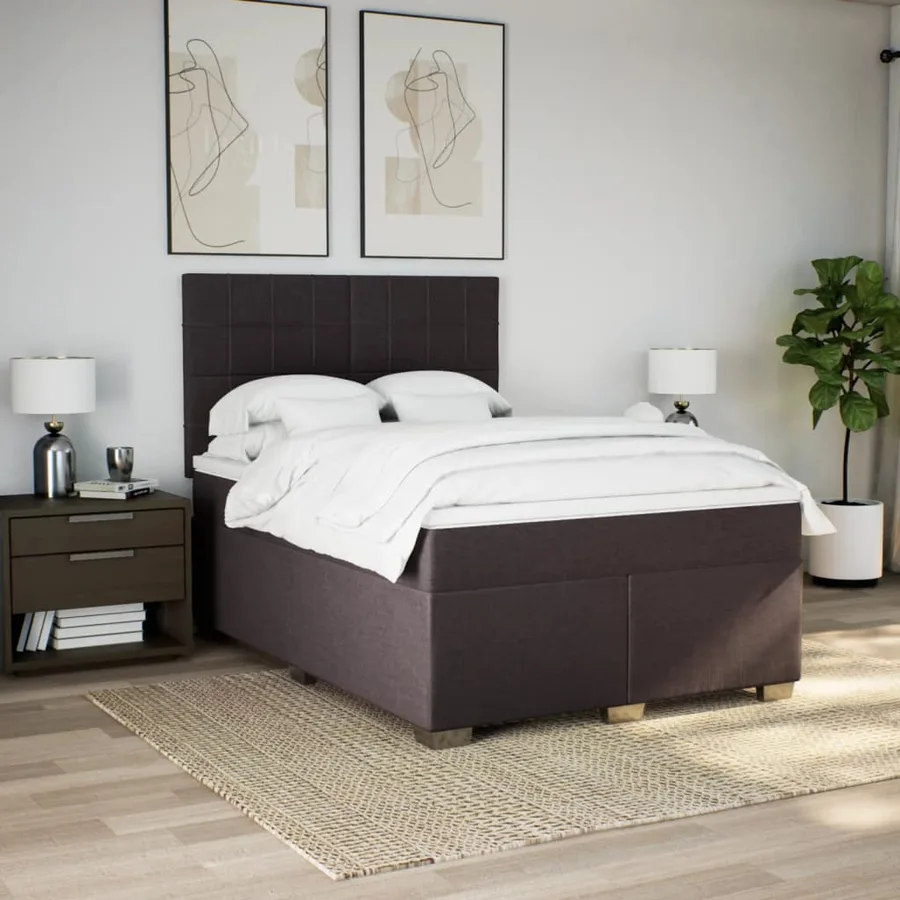 Sommier à lattes de lit avec matelas Marron foncé 140x200 cm - 4