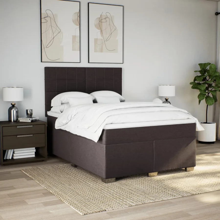 Sommier à lattes de lit avec matelas Marron foncé 140x200 cm - 3