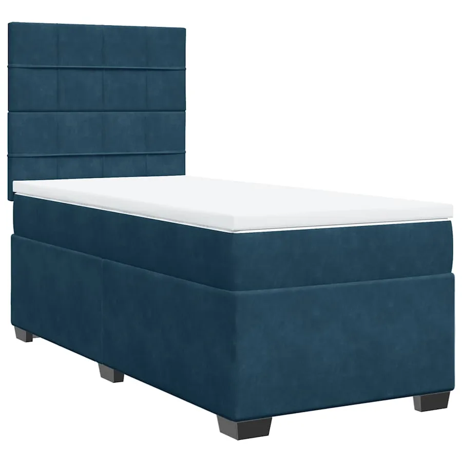 Sommier à lattes de lit avec matelas bleu 90x190 cm velours - 6