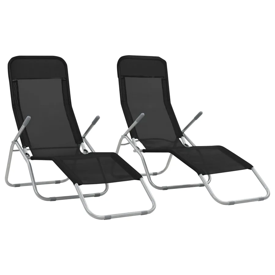 Folding sun loungers set of 2 Textilene Red - 10