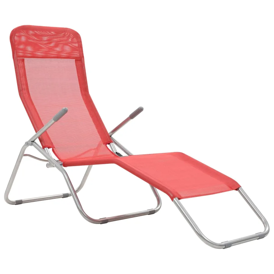 Folding sun loungers set of 2 Textilene Red - 2