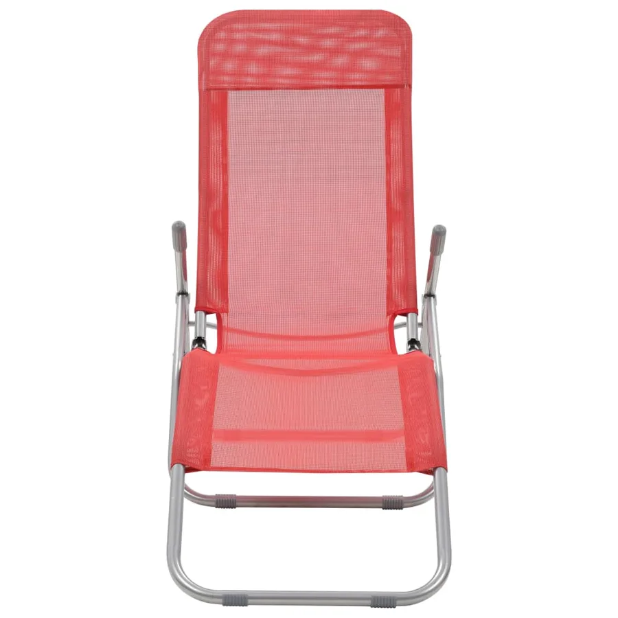 Folding sun loungers set of 2 Textilene Red - 3