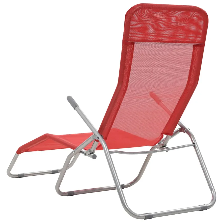 Folding sun loungers set of 2 Textilene Red - 4