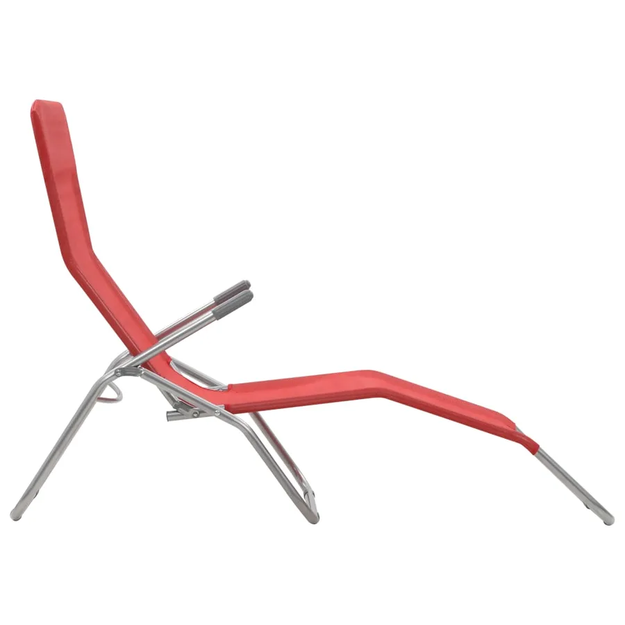 Folding sun loungers set of 2 Textilene Red - 5