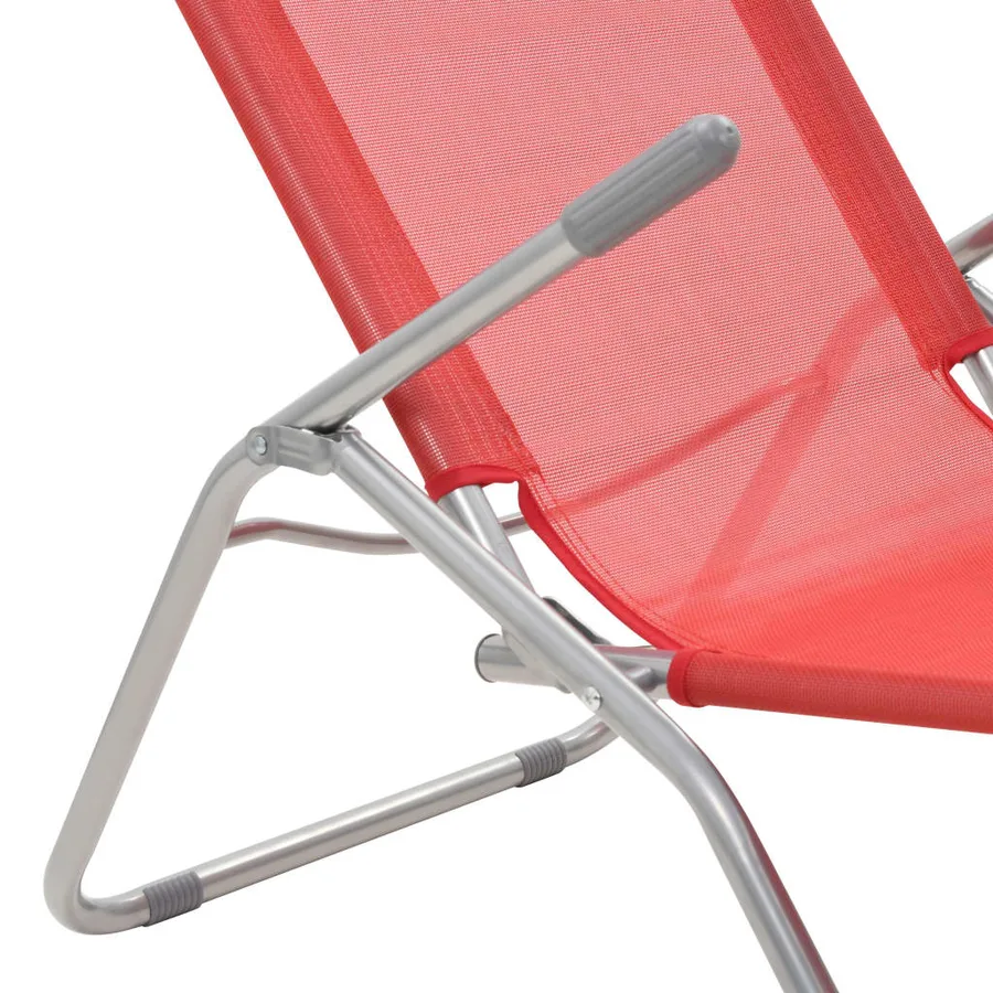 Folding sun loungers set of 2 Textilene Red - 7