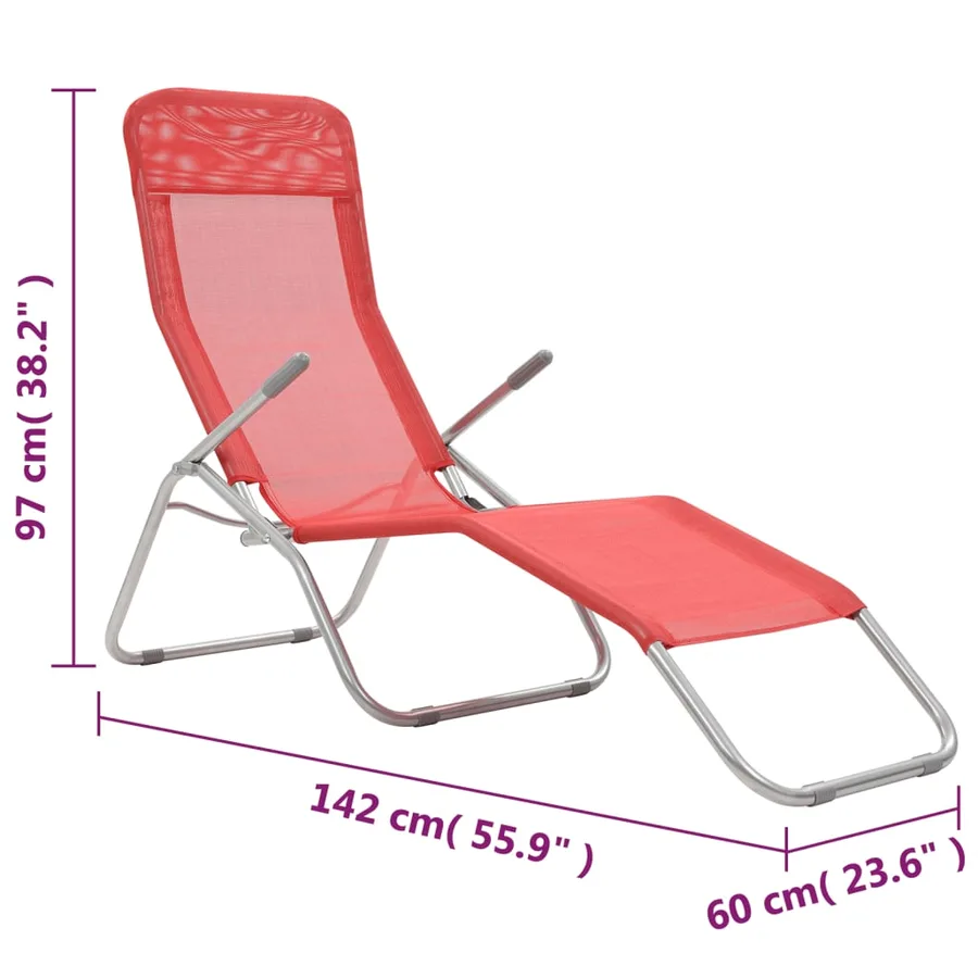 Chaises longues pliables lot de 2 Textilène Rouge - 9