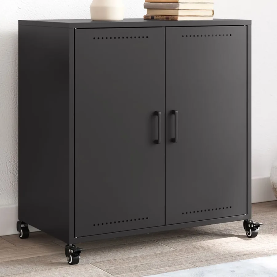 Buffet noir 68x39x72 cm acier