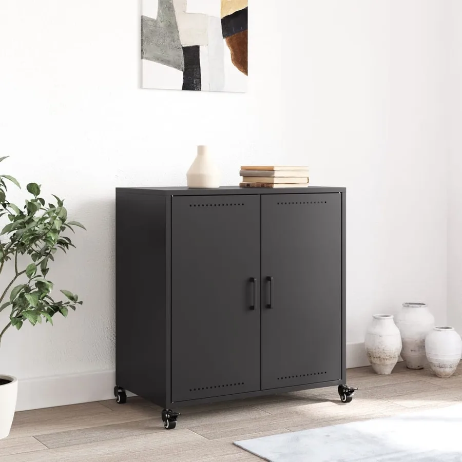 Buffet noir 68x39x72 cm acier - 3