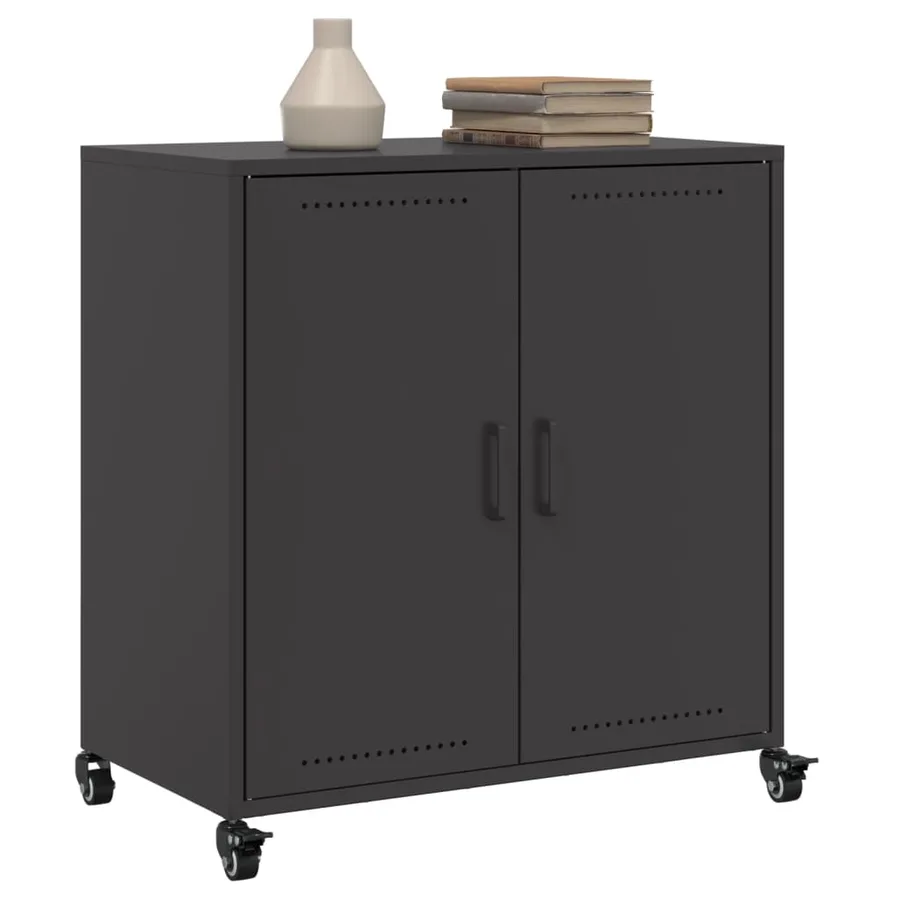 Buffet noir 68x39x72 cm acier - 4