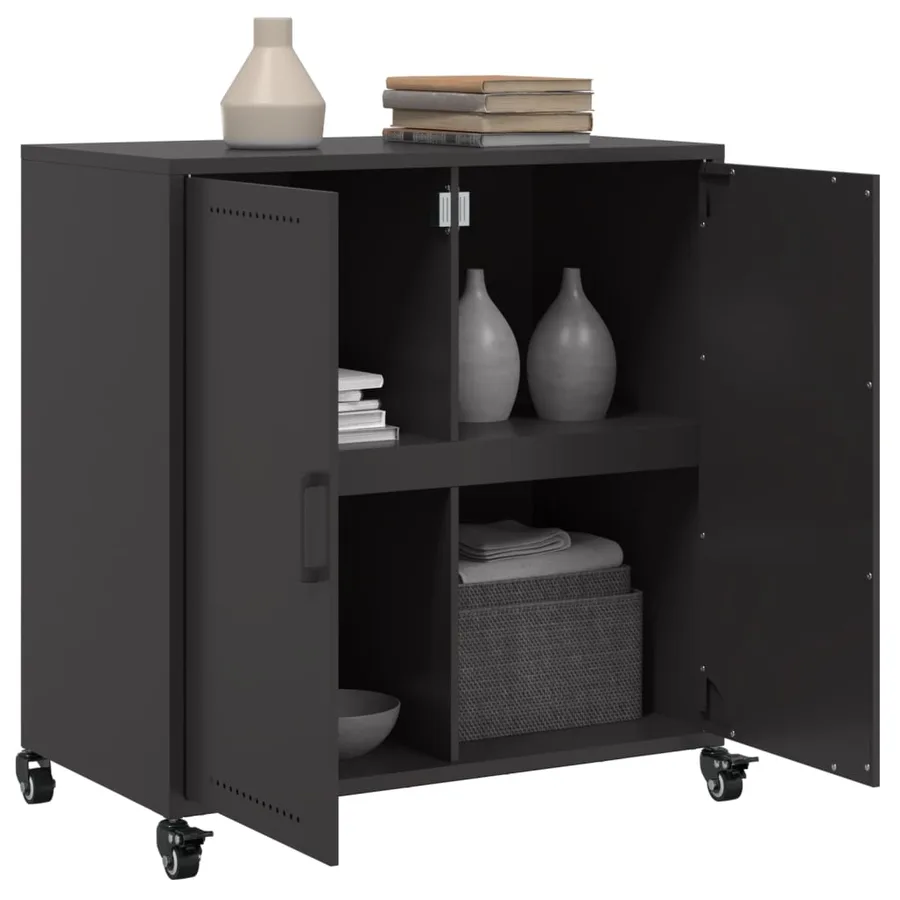 Buffet noir 68x39x72 cm acier - 5