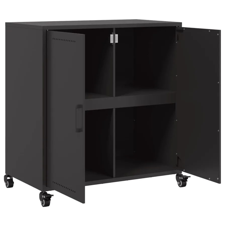 Buffet noir 68x39x72 cm acier - 9