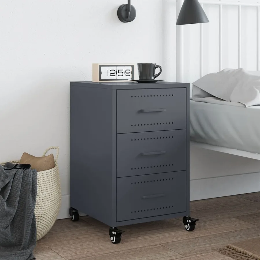 Table de chevet anthracite 36x39x59 cm acier - 3